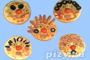 Видео-рецепт детской пиццы Мордашки